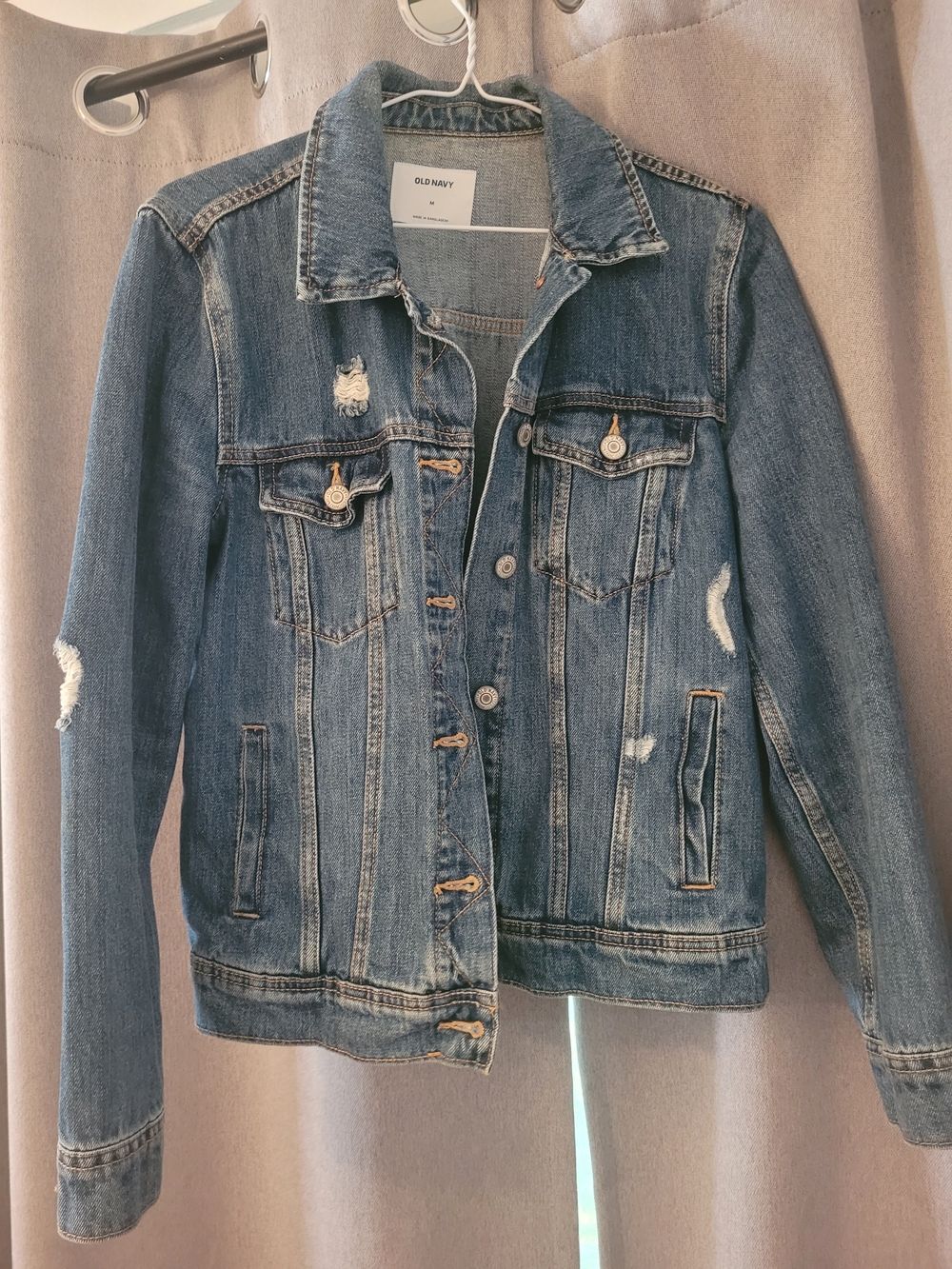 Old Navy Distressed Medium Blue Denim Jacket